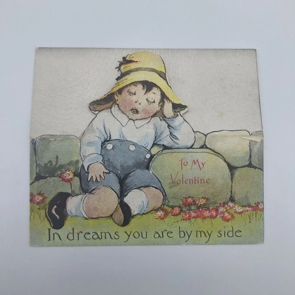 Vintage Valentine Cutout Card Boy In Hat Series 267 Dreamy Romantics Collectible